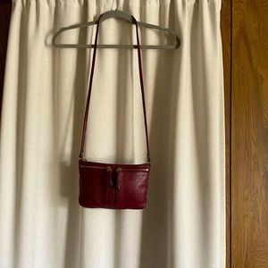 Fossil maroon burgundy leather small crossbody purse